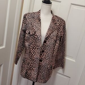 Linea by Louis Dell'Olio Animal Print Blazer Size Large